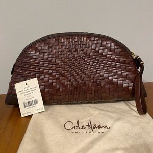 NWT Cole Haan Genuine Leather Woven Clutch